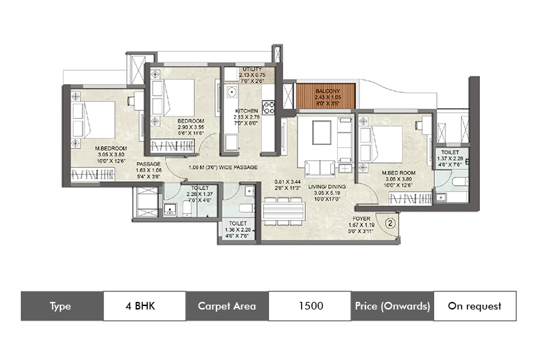 Kalpataru Srishti Mira Road 4 BHK-1500 Sq.ft.